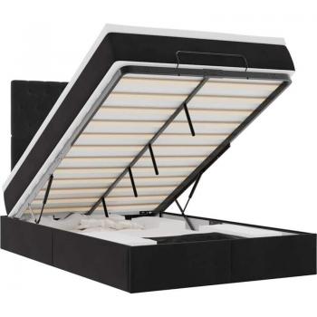 Lit ottoman noir 120x200 cm avec matelas en velours