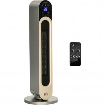 Stufetta Elettrica con Temperatura Regolabile e Telecomando Argento