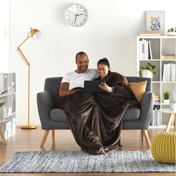 Snuggly Nights Sherpa Blanket with Hood and Foot Pocket, 170 X 200 cm, Mahogany
