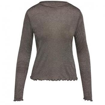 Viskose-Mix Longsleeve mit Muschelsaum und metallisierten Fasern, Größe XXL