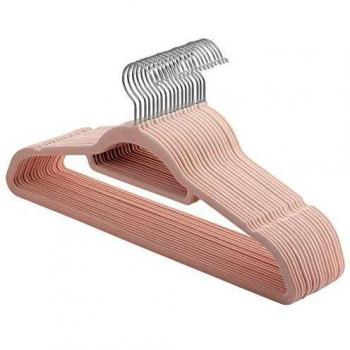 SONGMICS Heavy Duty Velvet Hangers, 20 Pack Non-Slip with Swivel Hooks, Light Pink CRF20PK