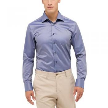 Langarmhemd ETERNA SLIM FIT Gr. 42, Normalgrößen, grau (stahlgrau), Herren, Twill, 100% cotton, Hemden