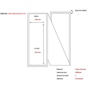 Bordure ship‑label 105 × 251 mm (blanc)