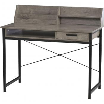 HOMCOM Industrieller Computertisch mit Regal und Schublade, Grau-Schwarz, 106x53x95cm