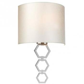 Applique murale design chrome avec abat-jour en fausse soie ivoire