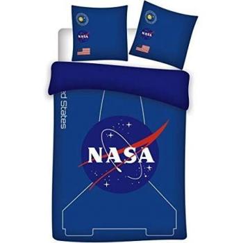 Parure de lit Nasa en Bleu Réversible avec Housse de Coupe et Taie d'Oreiller assorties