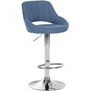 Tabouret de bar Milet en Tissu et Pied métal Bleu Chrome
