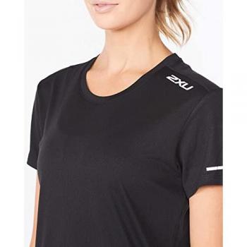 2XU Aero Short Sleeve Tee, Women's, Large, Black/Silver Reflective