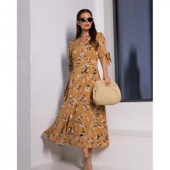ISSA PLUS S Beige Button-Down Long Dress