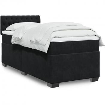 Cama box spring con colchón de cuero sintético negro 90x190 cm vidaXL
