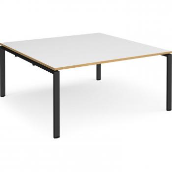 Black-Framed Adapt Boardroom Table with 1600mm x 1600mm White Oak Top