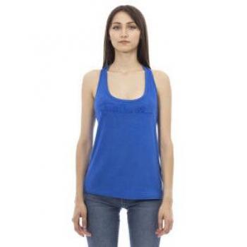 Just Cavalli Women's Blue Round Neck Sleeveless Top