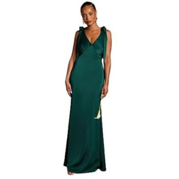 Coast Emerald Velvet‑Crepe Bridesmaid Gown