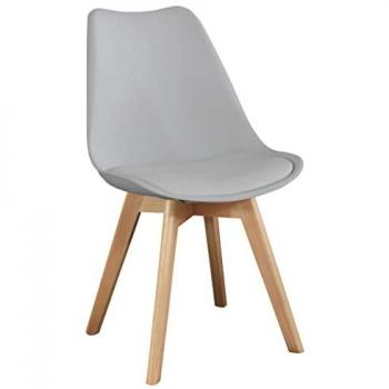 Chaise Homeness pour intérieur : bois + plastique, assise de grenier rembourrée gris