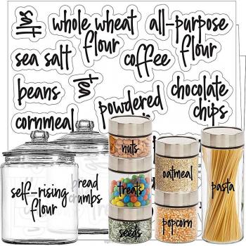 168‑Pack PrePrinted Pantry Labels – Waterproof Transparent Kitchen Food Stickers