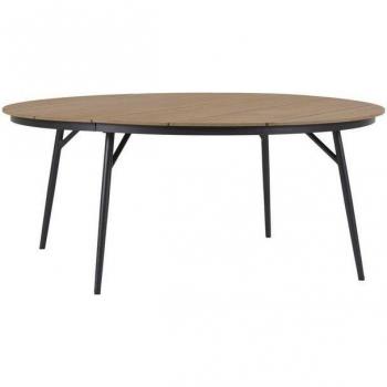 Table de jardin Dan Ø178cm noir avec décor en teck