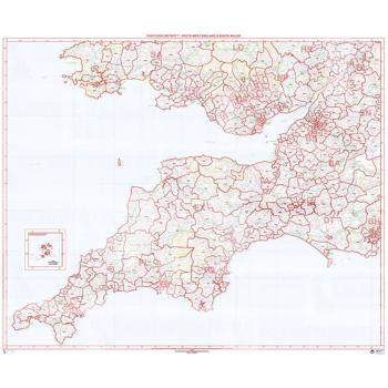 Standard Matt Paper Postcode District Map 7 – South West England & South Wales
