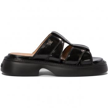 Black Fabric Ganni Slip‑On Shoes