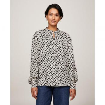 Top de mujer fluido marrón con manga larga Tommy Hilfiger