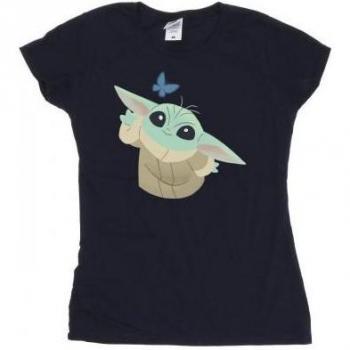 Star Wars Vrouwen T-shirt Mandalorian Vlinder Vangen Katoen Navy