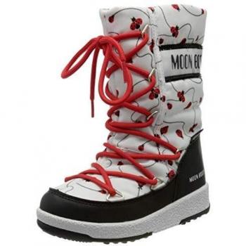 Moon Boot Junior Quilted Ladybug WP Snow Boots, White, 3.5 UK