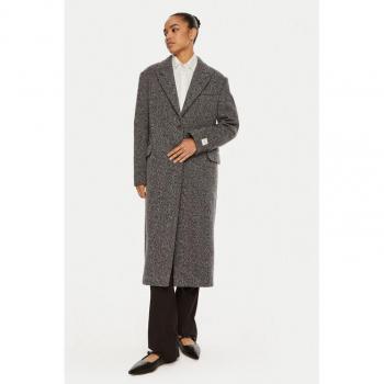 Calvin Klein Cappotto Lana Herringbone Grigio Taglio Slim