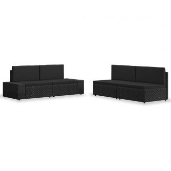 Juego de muebles de jardín 4 piezas ratán sintético negro