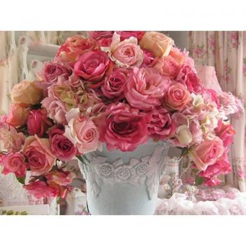 Cross-Stitch Pink Petal Diamond Painting – 20×30 cm