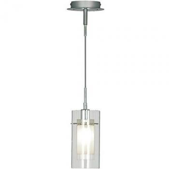 Duo 1 Light Ceiling Pendant Chrome, Glass Single, E14