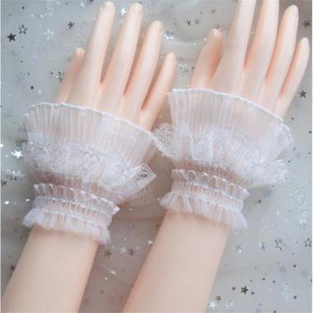 Handgefertigte Lolita‑Steampunk‑Armbind mit Viktoria‑Rüschen, Blumen­Spitze und Hülse – Elastische Manschette D1115