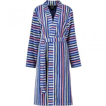 Cawö Baumwoll-Kimono-Bademantel Damen blau-multicolor