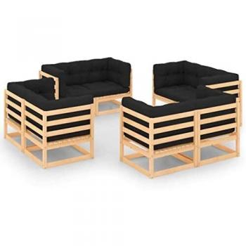 Garten-Lounge-Set 8-teilig Kiefer mit Kissen