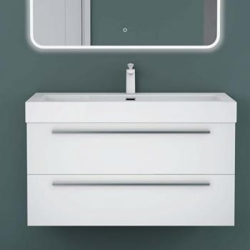 Mai&mai Meuble de Salle de Bain 100 cm, Blanc Mat – Quadratto Suspendu
