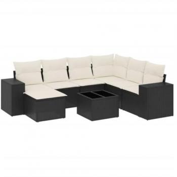 Set di Divani da Giardino con Cuscini 8 pz Nero in Polyrattan