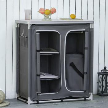 Outdoor Aluminum 3-shelf Camping Cupboard Kitchen Station Cook Table