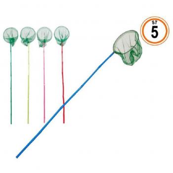 Guadino di pesca 120 cm, manico in bambù, retino 20 cm – set 5 colori (Modello 65310a)