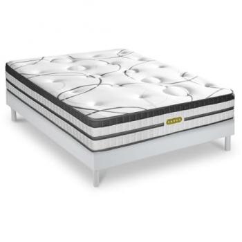 Matelas à ressorts ensachés et sommier bois blanc