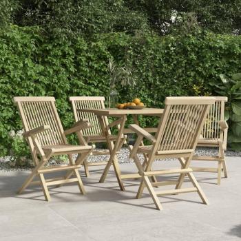 Pack « Torana » : 4 chaises pliables en gris, 56×61×89 cm, bois de teck