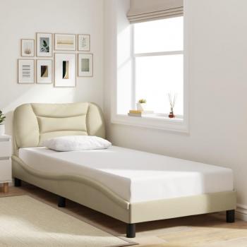 Cadre de lit simple crème 90x190 cm en tissu