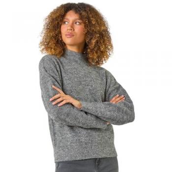 Pull gris à col haut en sequins Roman