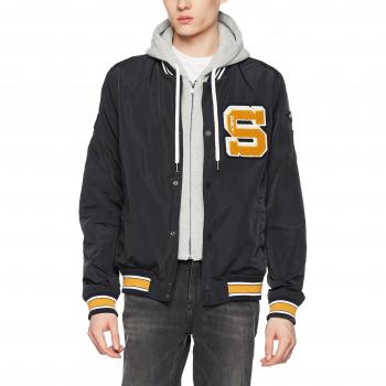 Superdry Upstate Bomber, X-Large (Manica Lunga, Taglio Uomo, Taglia Produttore: XL), Blu Navy