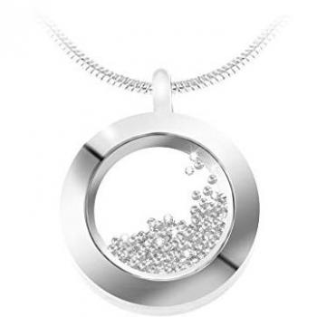 Collier Rond en Métal Rhodié avec Cristaux Swarovski