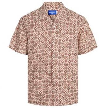 Jack & Jones Regular Fit Freizeithemd mit Reverskragen Modell 'JORLUKE TAMPA' in Rostrot, Größe S