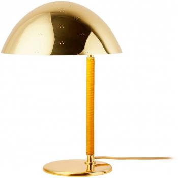 GUBI lampe à poser 9209, laiton poli et rotin, hauteur 36,5 cm