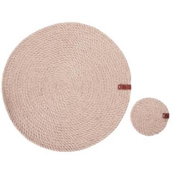 Runde Jute‑Untersetzer & Tablett‑Set für 6 Personen – Boho‑Handmade
