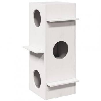Maison pour chat en pin massif blanc 43x43x90 cm