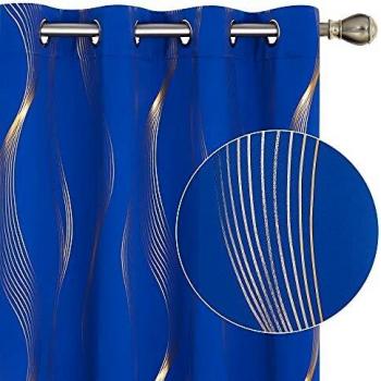 Thermal GoldWave Blackout Curtains – Deconovo Eyelet, 2 Panels (46×90)