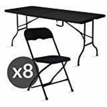 Set da giardino tavolo e sedie pieghevoli nere