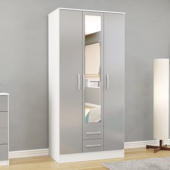 Lynx Triple Wardrobe with Mirrored Door