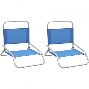 Set di Sedie da Spiaggia Pieghevoli 2 pz Blu